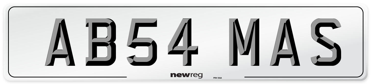AB54 MAS Number Plate from New Reg